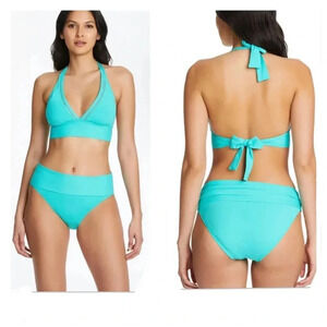 Bleu Rod Beattie V-Neck Banded Halter Bikini Top and Bikini Bottom